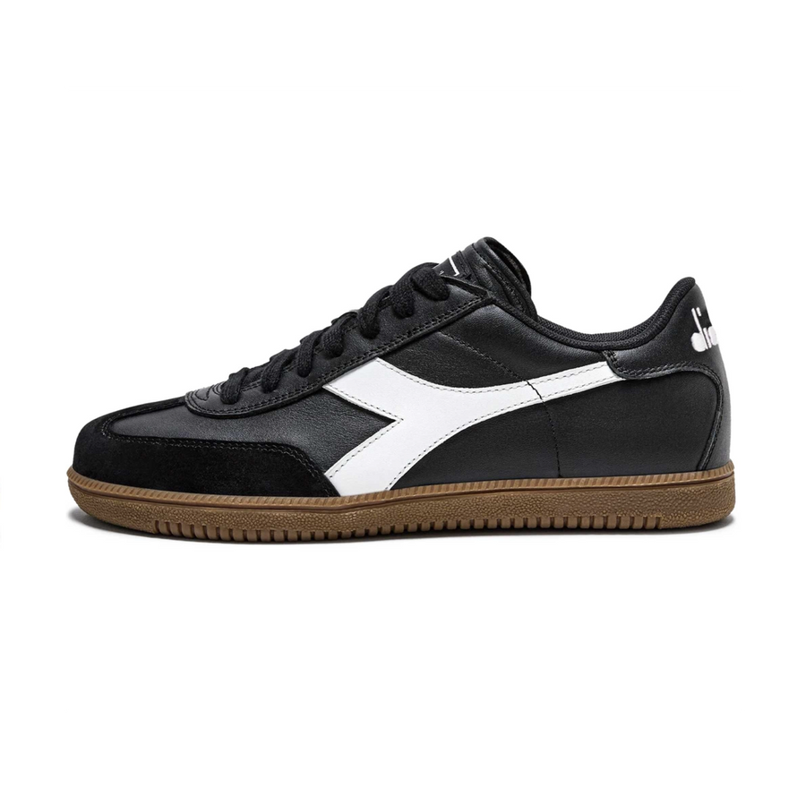 Diadora 1980s Terrace Style Trainer Leather Black and White