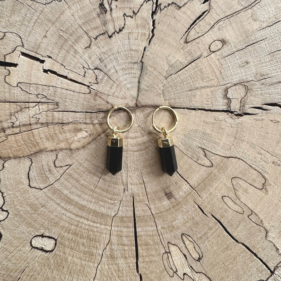 by LC studio Obsidian Pendant Hoops