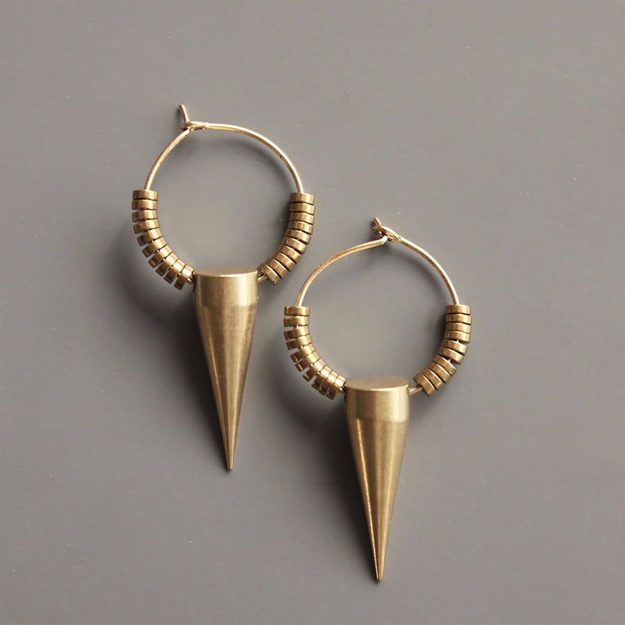 David Aubrey Geometric Brass Hoops Earrings