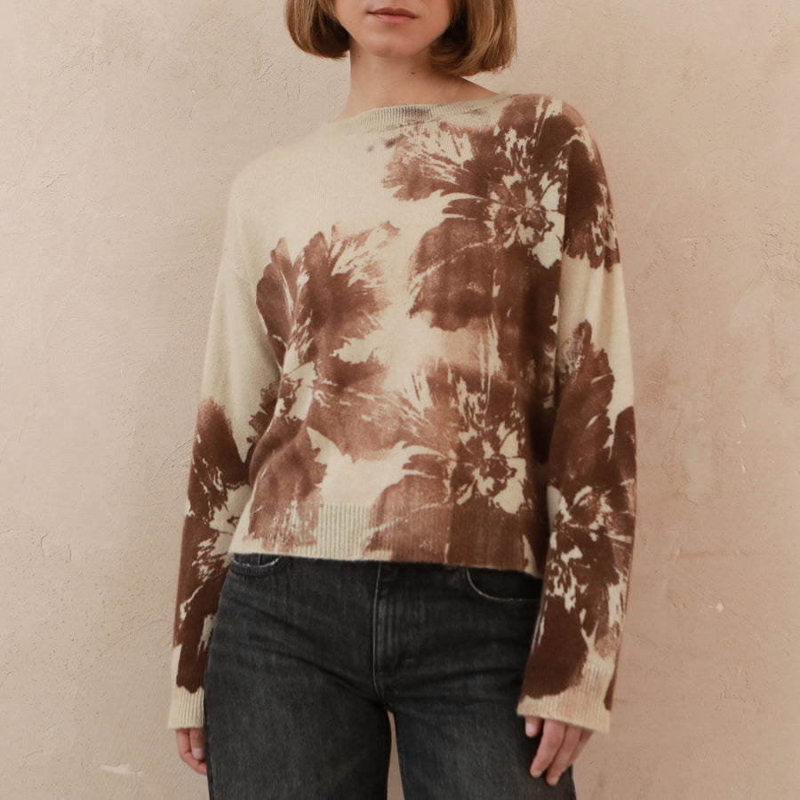 IMAGO Brown Flowers Cashmere Jumper