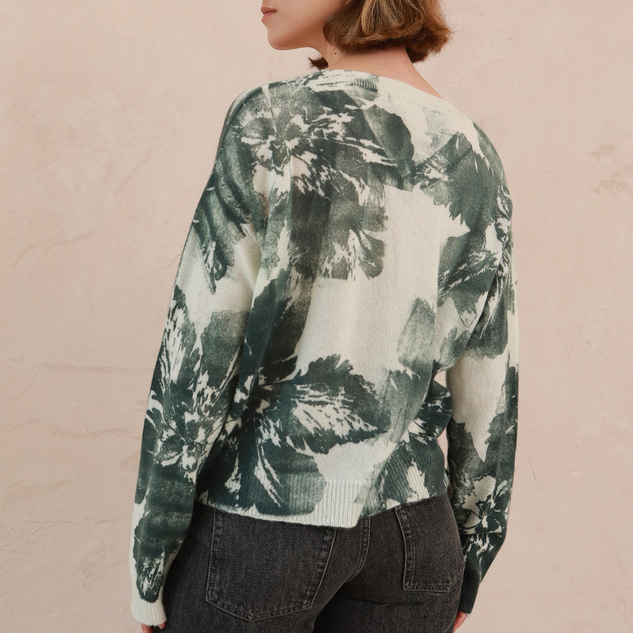 IMAGO Dark Green Flowers Cashmere Jumper