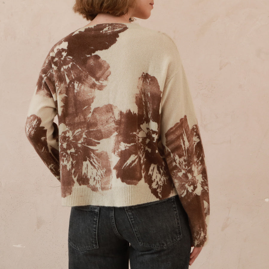 IMAGO Brown Flowers Cashmere Jumper