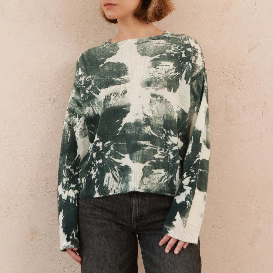 IMAGO Dark Green Flowers Cashmere Jumper