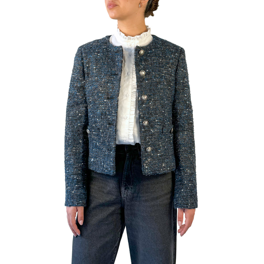 by LC studio Mina Cropped Jacket Blue Melange