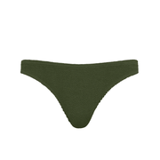Shop the Bond Eye Swimwear Sign Brief Khaki Green, a sustainable swim wear brief handmade in Australia from regenerated nylon. Adjustable coverage and leg for a perfect fit.