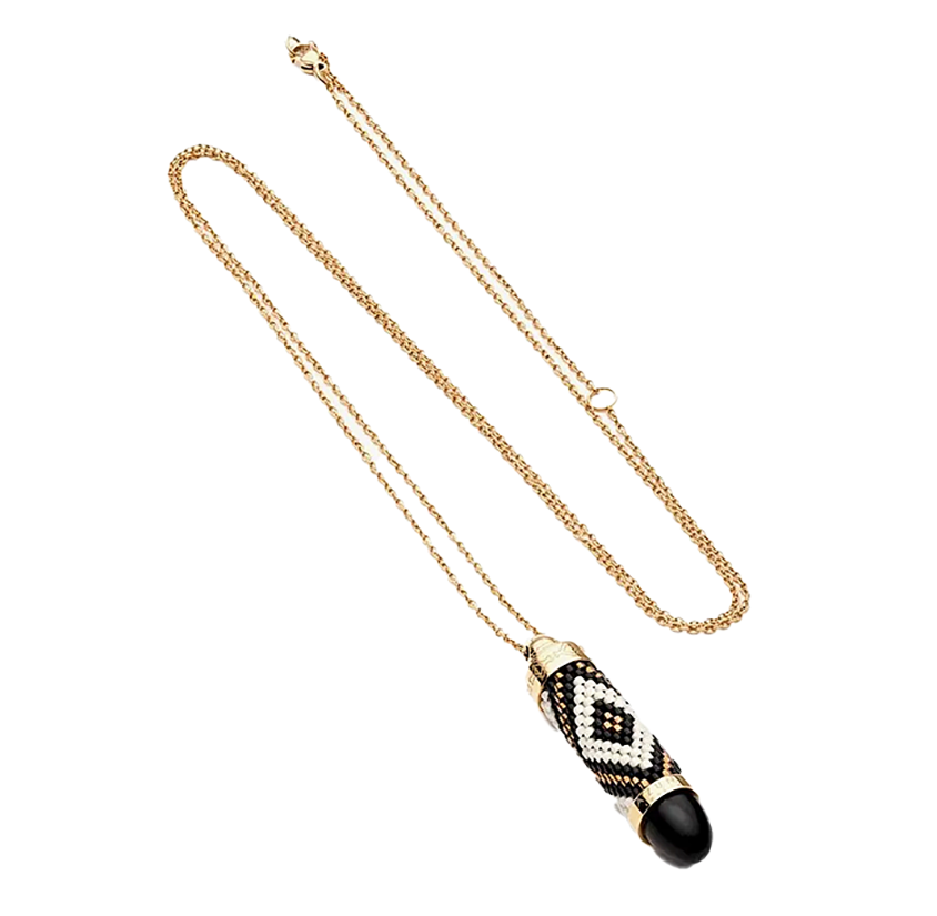Azuni Totem Gold Bullet Necklace with Glass Bead Inlay