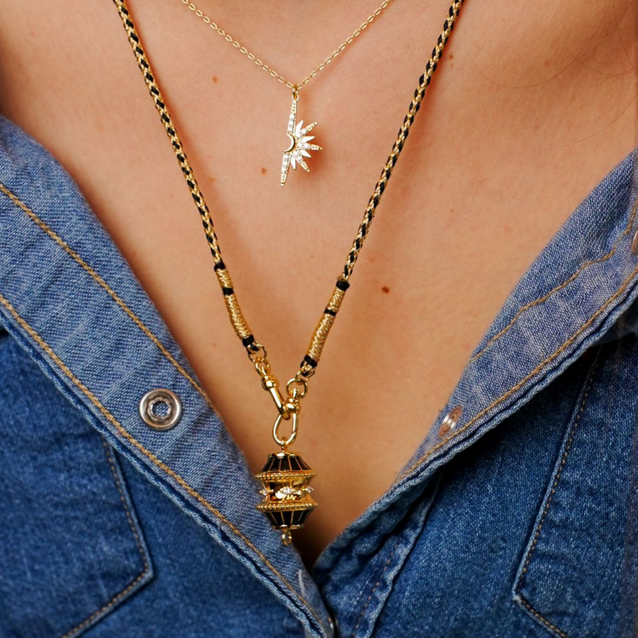 May Bay Black Big Talisman Necklace
