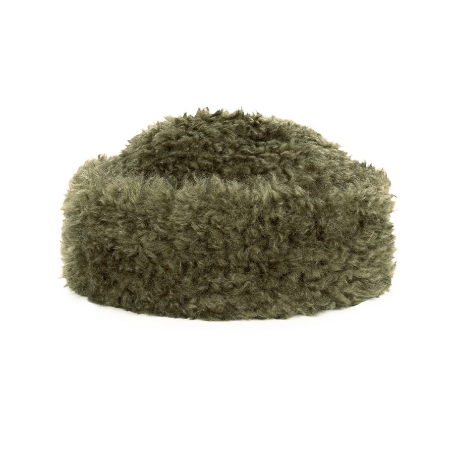 Helen More Faux Sheepskin Sherpa Hat Khaki & Cream
