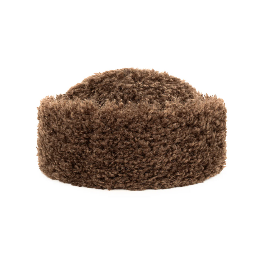 Helen More Faux Sheepskin Sherpa Hat Brown & Slate