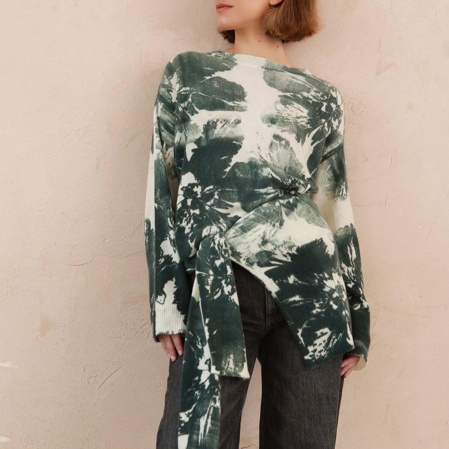 IMAGO Dark Green Flowers Cashmere Jumper