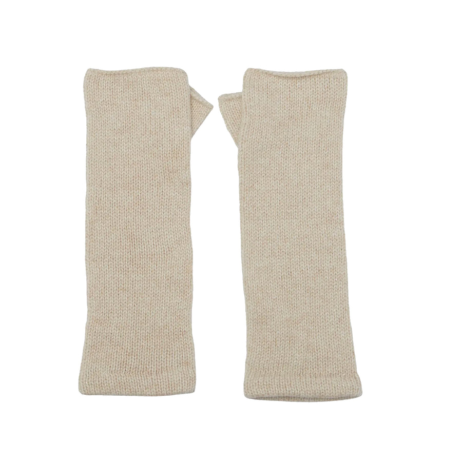 Cashmere Knitted Wrist Warmers Beige and Gold