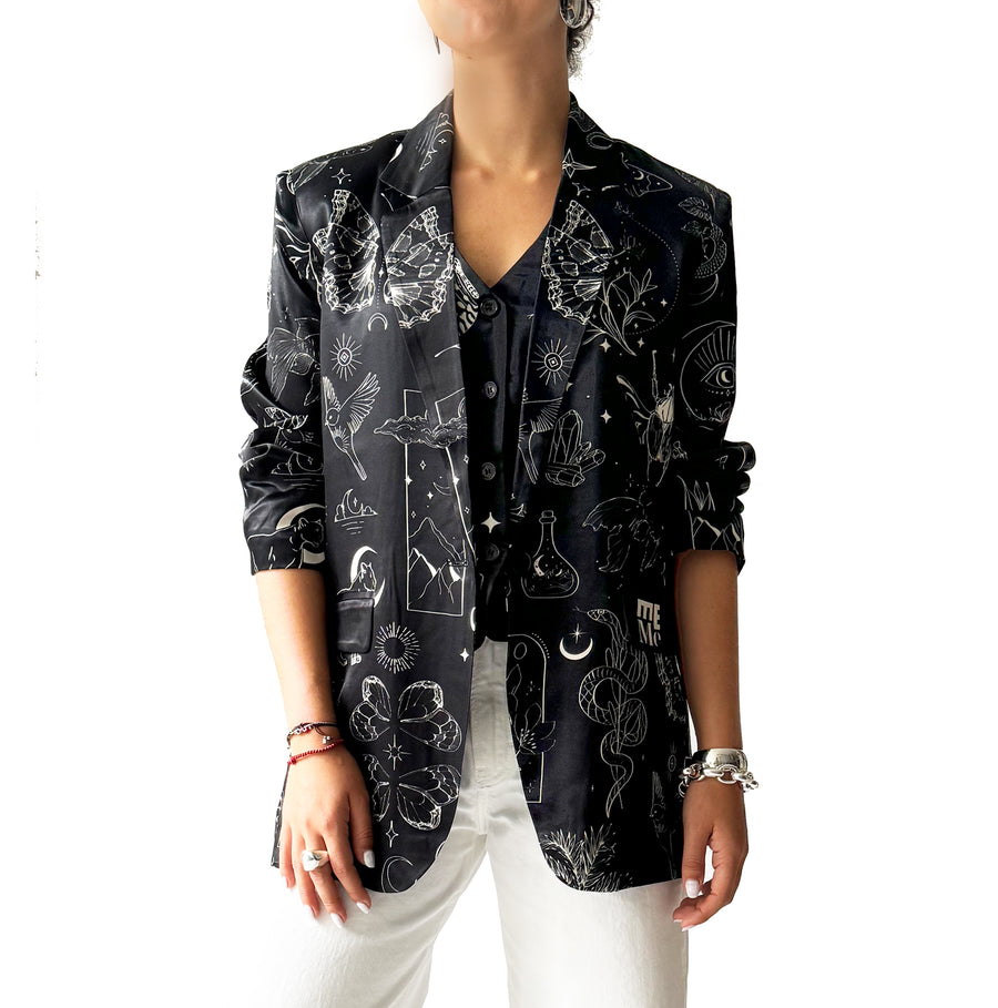 Me369 Molly Printed Blazer Black Magic