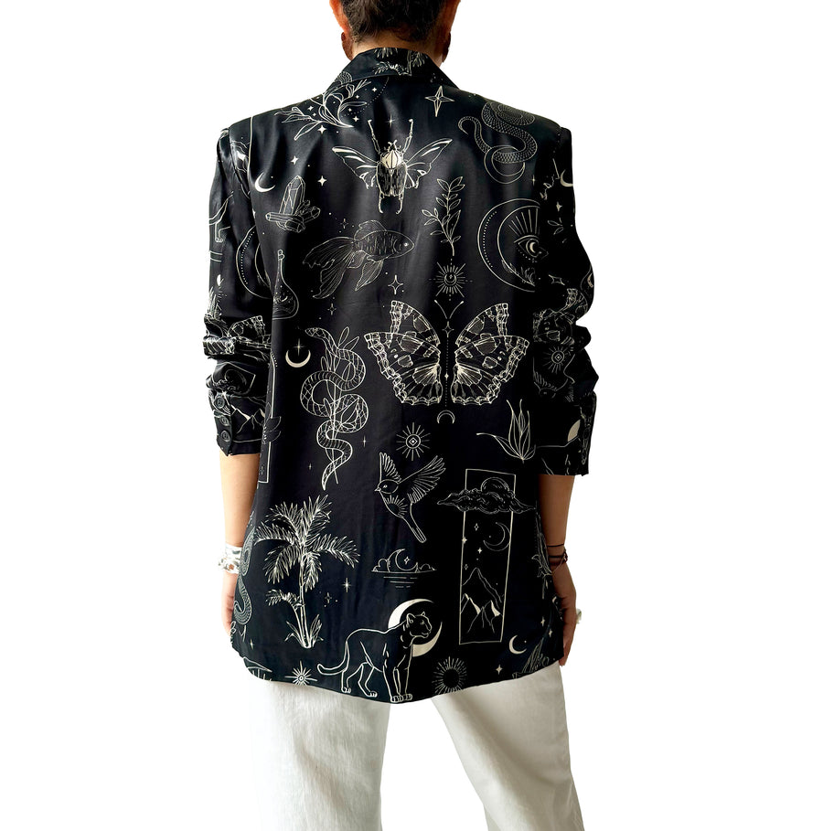 Me369 Molly Printed Blazer Black Magic