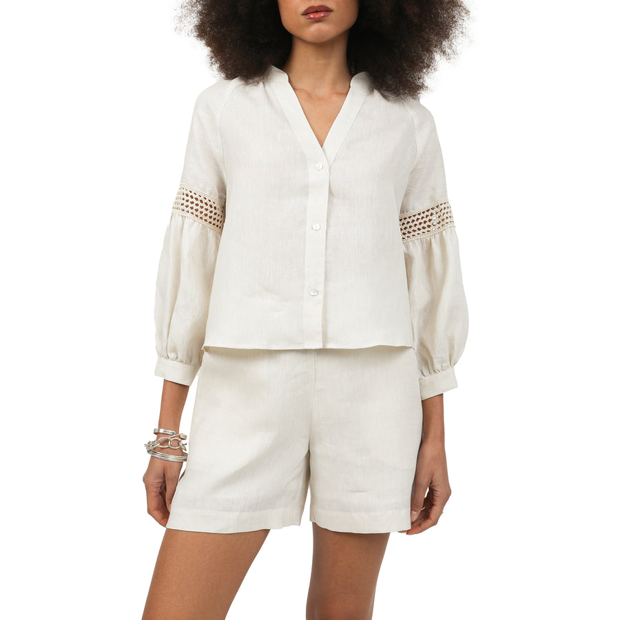 summerstories Linen Shirt and Short Set Ivory