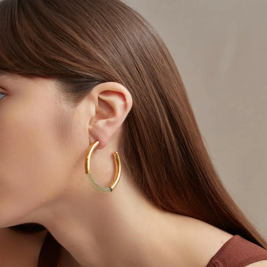 SHYLA Chunky Glass and Gold  hoops