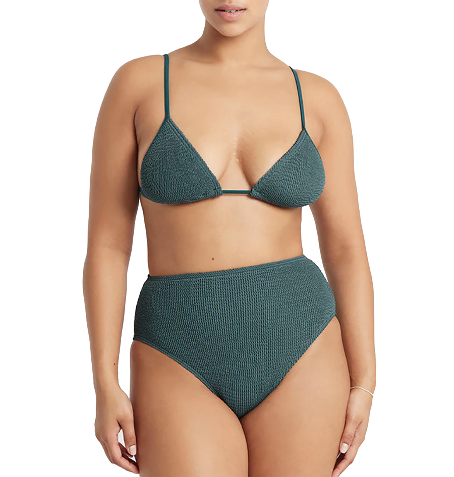 Make a bold statement with the Earth in mind with Bond Eye Swimwear Palmer Brief Aegean Green. Handmade in Australia, this classic high waisted swimwear brief offers full coverage and adjustable